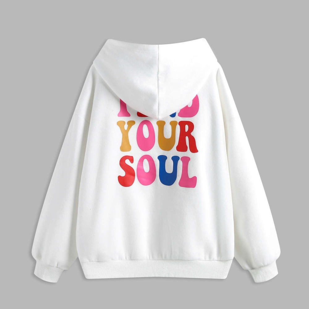 Cider Colorful Graphic White Hoodie Size XL Find Your Soul